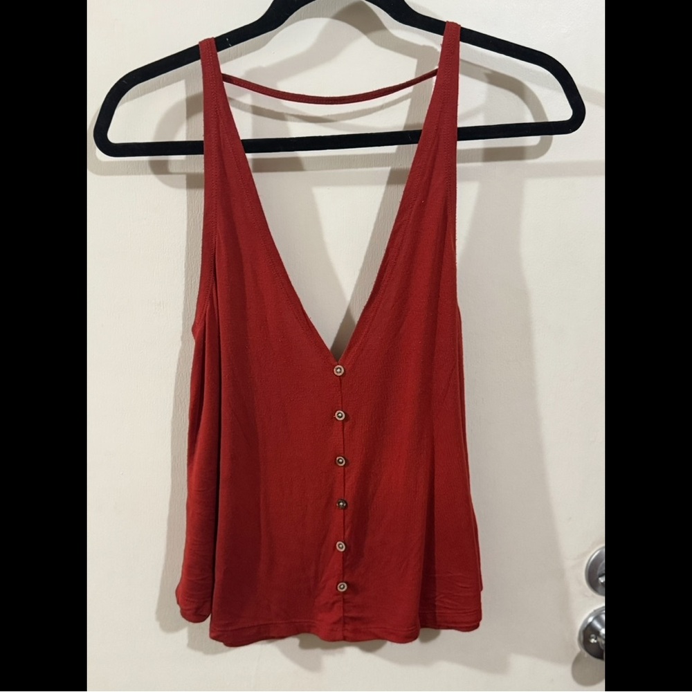 Red Button-Down Tank Top